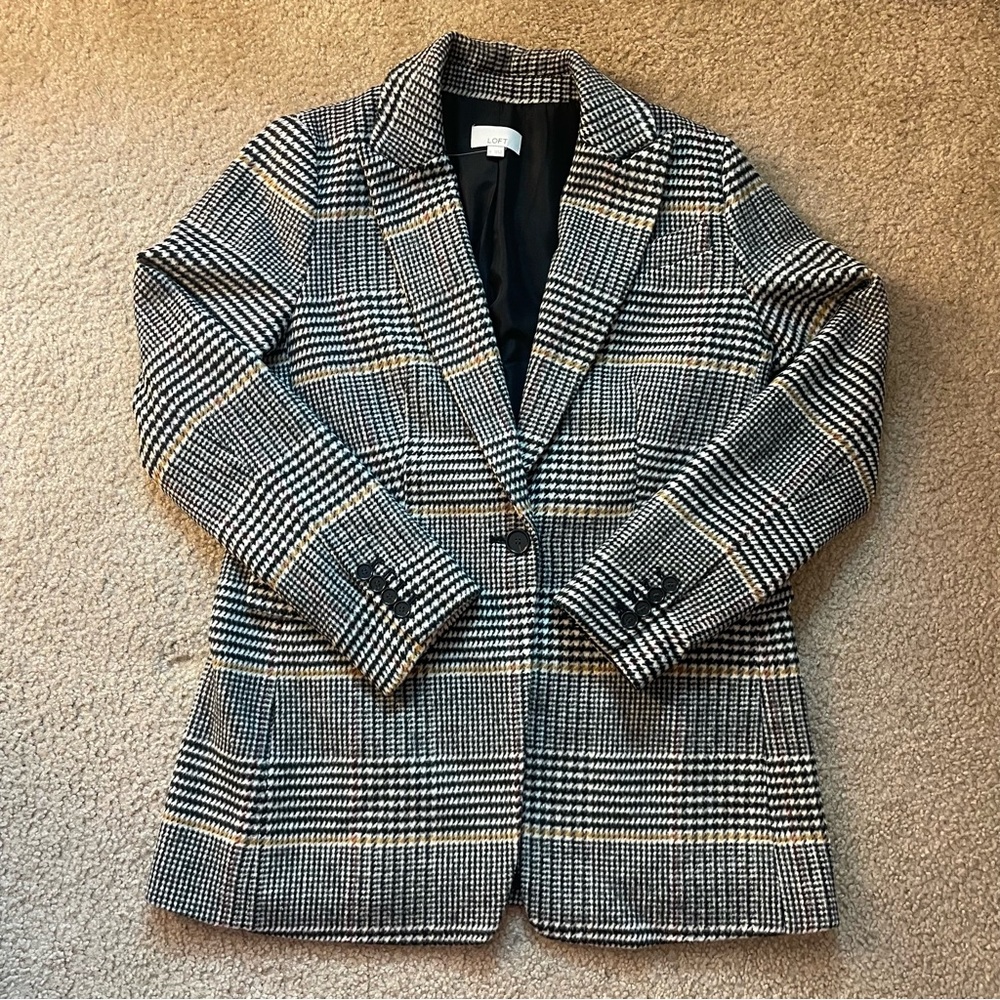 NWT LOFT Plaid Modern Blazer Jacket Coat